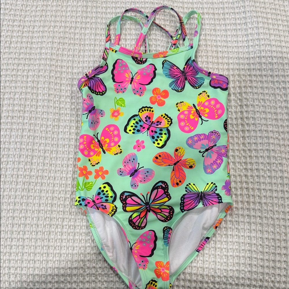 The Children's Place Green Multicolor Butterfly Kids Swim One Piece